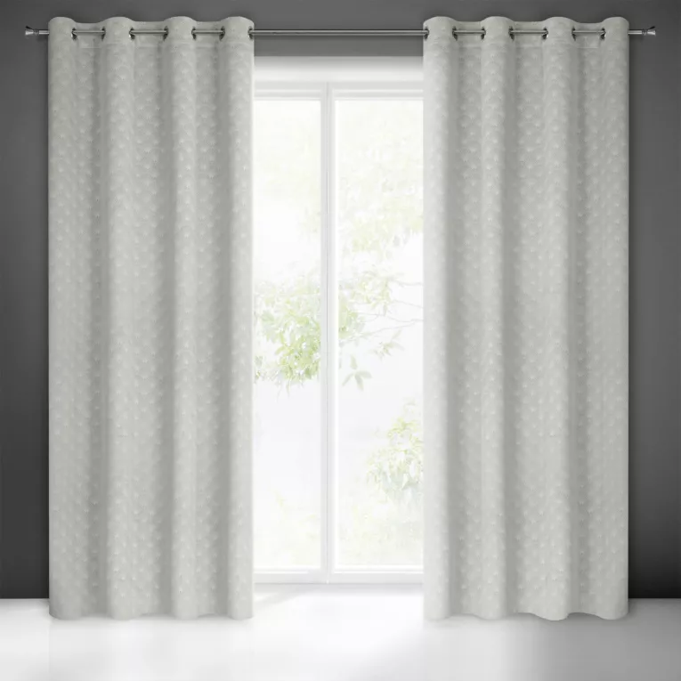 Zasłona szara wzór geometryczny z wytłaczanego welwetu 140x250 cm przelotka JULIA Eurofirany