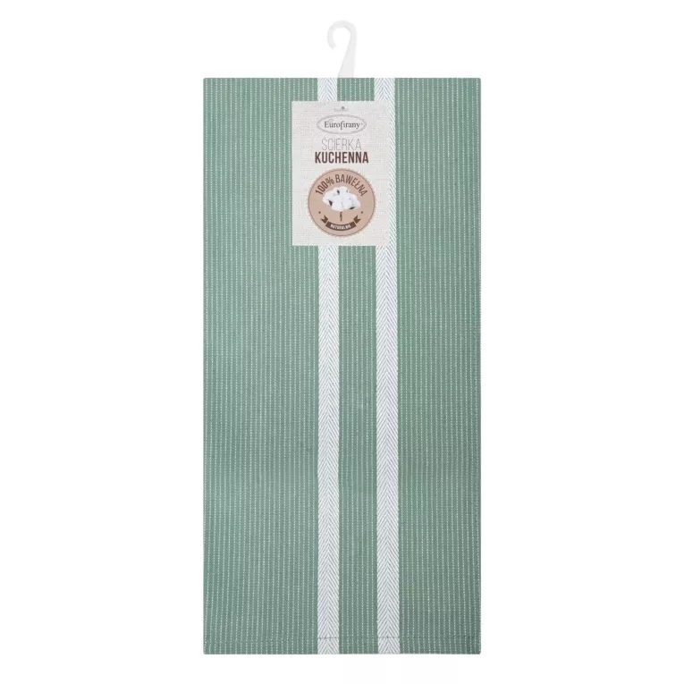 Ściereczka kuchenna 50x70 cm bawełniana kolor zielony zdobiona pasami 200 g/m2 OLIVIA Eurofirany