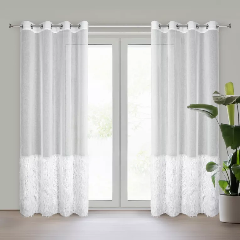 Firana biała zdobiona błyszczącą nicią 140x250 cm przelotka MARGARET 6 Eurofirany