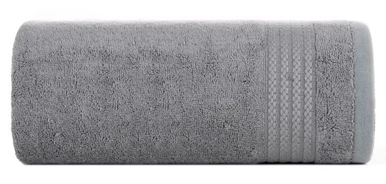 Ręcznik do rąk 30x50 cm bawełniany kolor stalowy zdobiony błyszczącą bordiurą 550 g/m2 LARIS Eurofirany