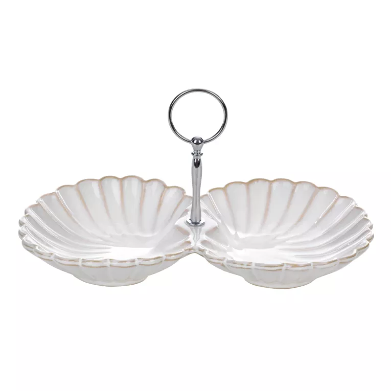 Miska ceramiczna dekoracyjna kremowo-beżowa zdobiona przecieranym wzorem 29x16x4 cm AVRIL Eurofirany