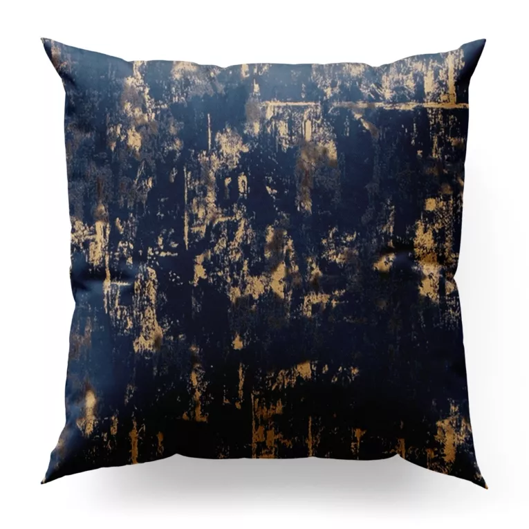 Poszewka szyta granatowo złocista z tkaniny welwetowej zdobionej połyskującym drukiem