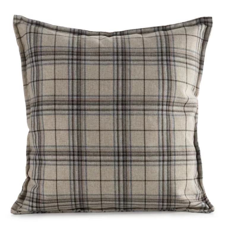 Poszewka na poduszkę 45x45 cm z tkaniny wodoodpornej na taras oraz balkon zdobiona nadrukiem kraty kremowo, beżowa GARDEN Eurofirany