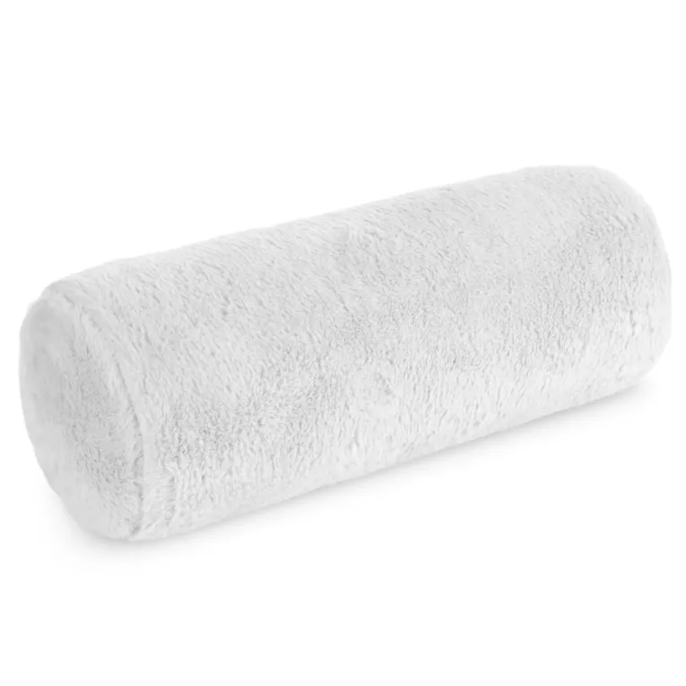 Poduszka wałek 15x45 cm biały z miękkiej futrzanej tkaniny  NINA Eurofirany