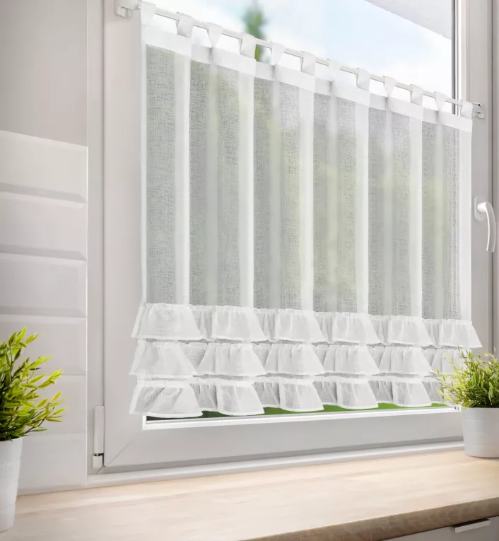 Zazdrostka LILIAN z etaminy zdobiona falbankami Eurofirany