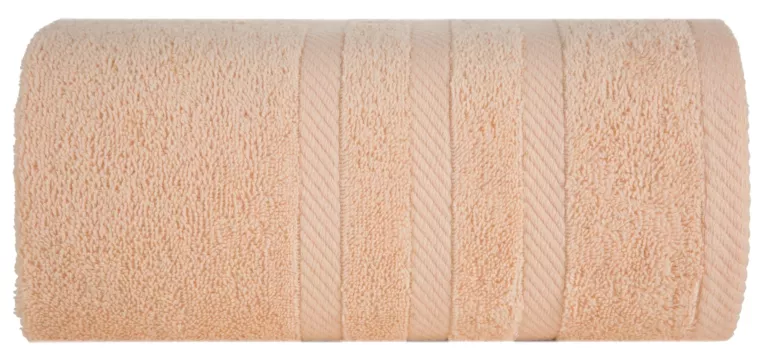 Ręcznik kąpielowy 100x150 cm bawełniany kolor jasnopomarańczowy z ozdobną bordiurą 500 g/m2 MILO Eurofirany