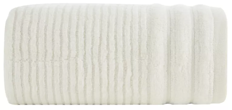 Ręcznik do rąk 30x50 cm bawełniany kolor kremowy bordiurą zero twist zdobiony paseczkami 400 g/m2 SAMMY Eurofirany