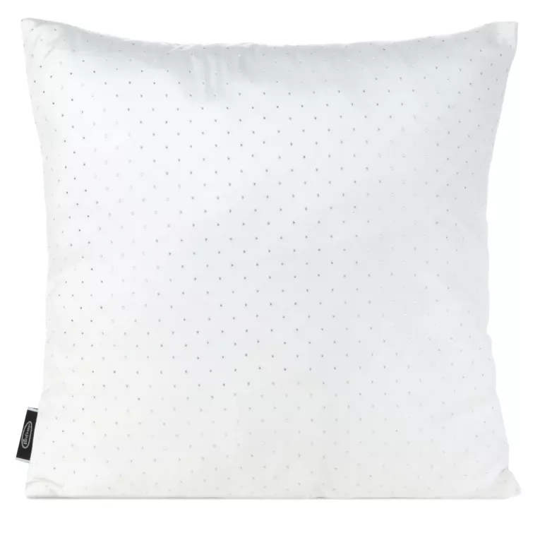 Poszewka na poduszkę 45x45 cm welwetowa zdobiona diamencikami biała ARIADNA Eurofirany