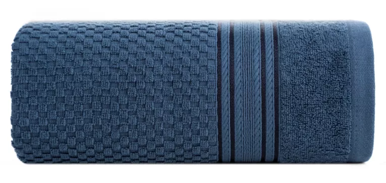 Ręcznik kąpielowy 50x90 cm bawełniany kolor granatowy zdobiony subtelnymi paseczkami 500 g/m2 DAVOS Eurofirany