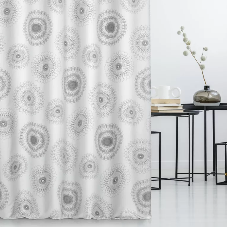 Tkanina zasłonowa z nadrukiem mandali, miękka w dotyku Eurofirany