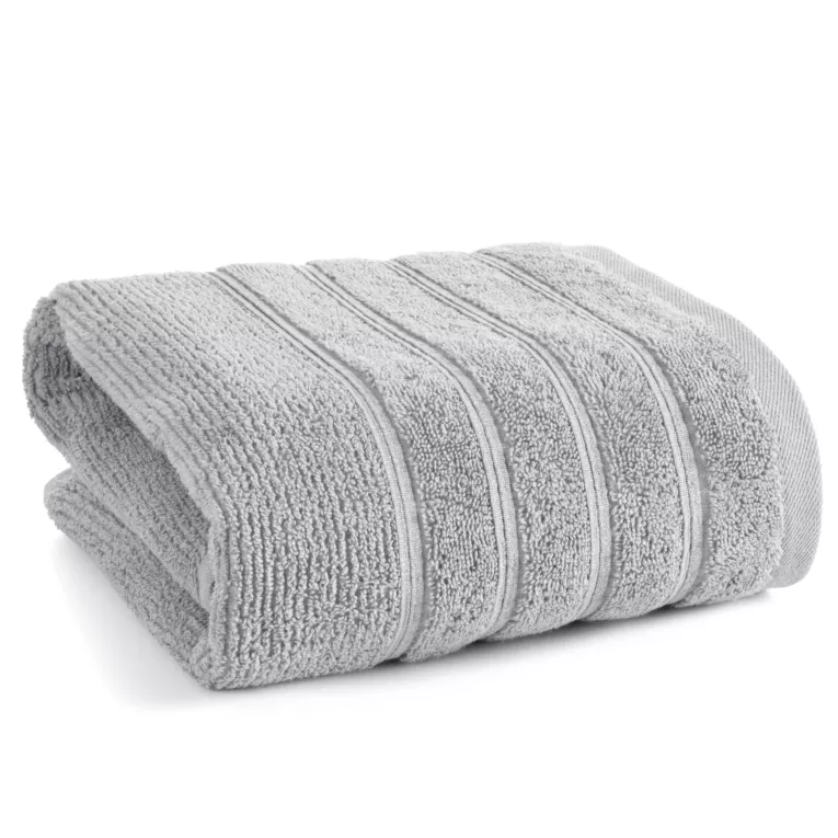 Ręcznik kąpielowy 70x140 cm bawełniany kolor srebrny w błyszczące paseczki AMIRA Eurofirany