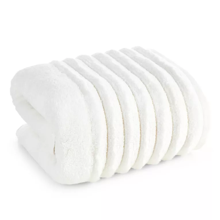 Ręcznik kąpielowy 50x90 cm kolor kremowy zdobiony pasami z błyszczącej nici 500 g/m2 LUNARI Eurofirany