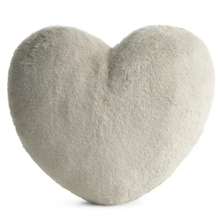 Poduszka w kształcie serca 45x45 cm z przyjemnego futerka jasnobeżowa Eurofirany