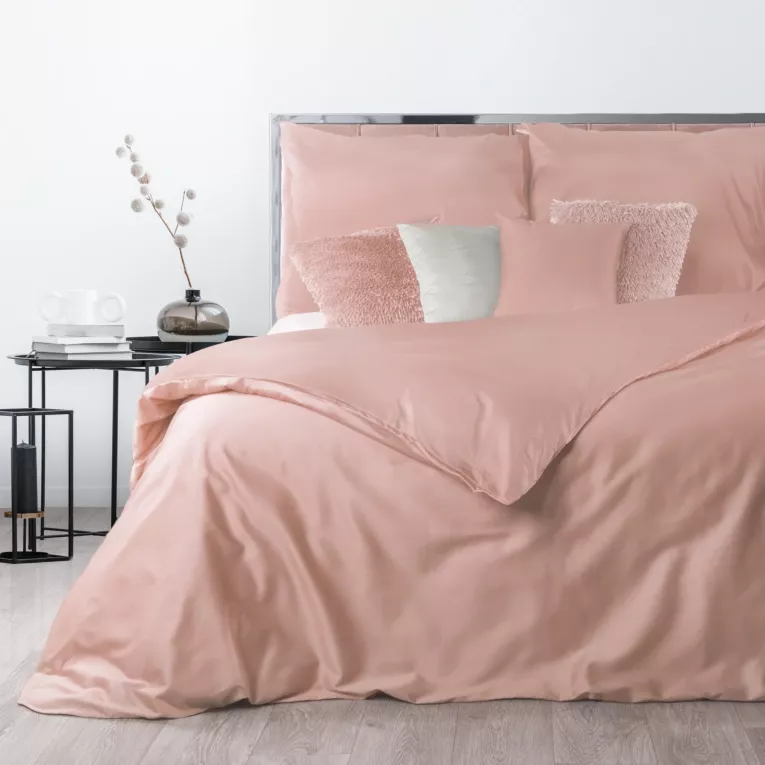 Pościel 220x200 cm gładka z makosatyny bawełnianej kolor pudrowy róż DELIA Reina Line Eurofirany