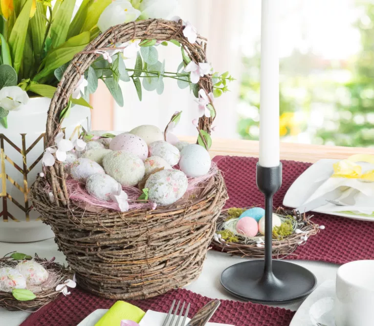 Kosz wiklinowy wielkanocny brązowy Eurofirany