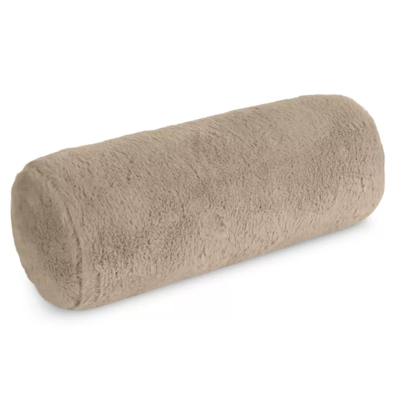 Poduszka wałek 15x45 cm jasnobeżowa z miękkiej futrzanej tkaniny  NINA Eurofirany