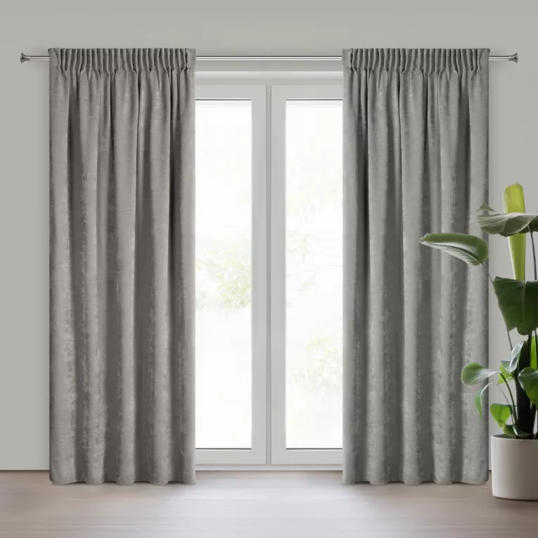 Zasłona szara z szenilowej tkaniny 140x270cm taśma - VANI Eurofirany