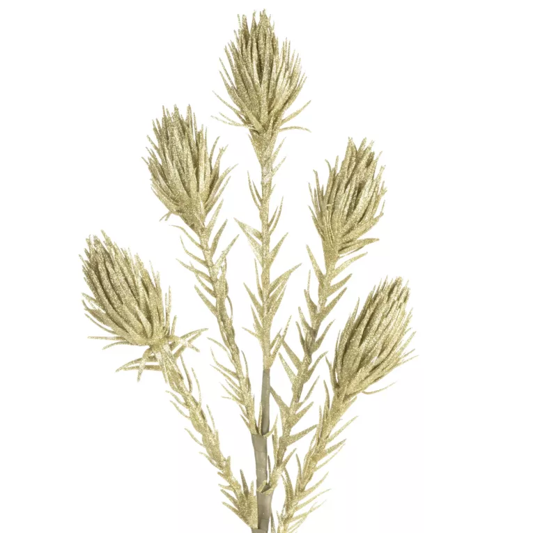 Sztuczna gałązka dekoracyjna z lśniącym brokatem szampańska Eurofirany