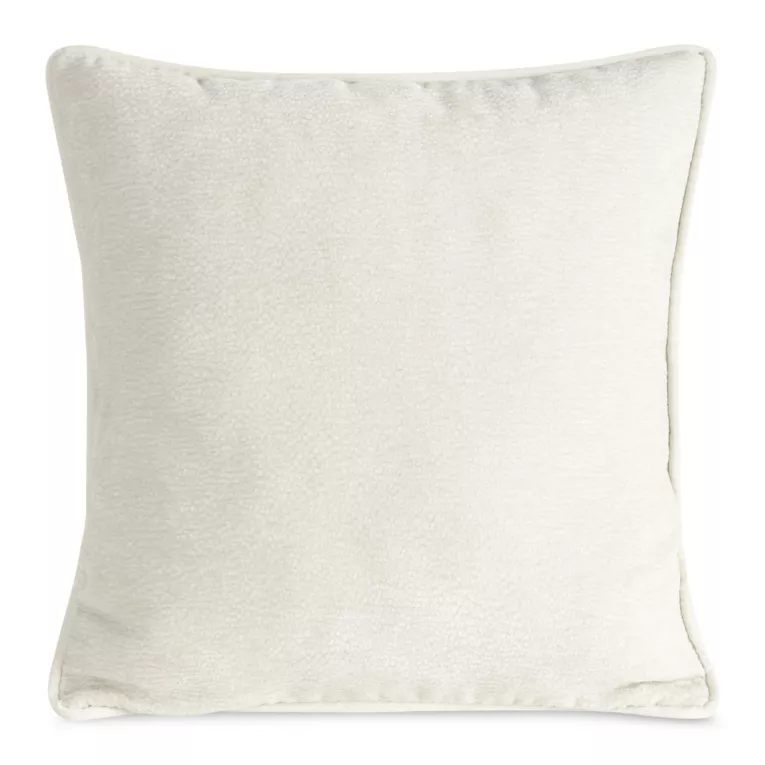 Poszewka na poduszkę 45x45 cm beżowa z szenilowej garbowanej tkaniny i wypustką na brzegach KLARA 04 Eurofirany