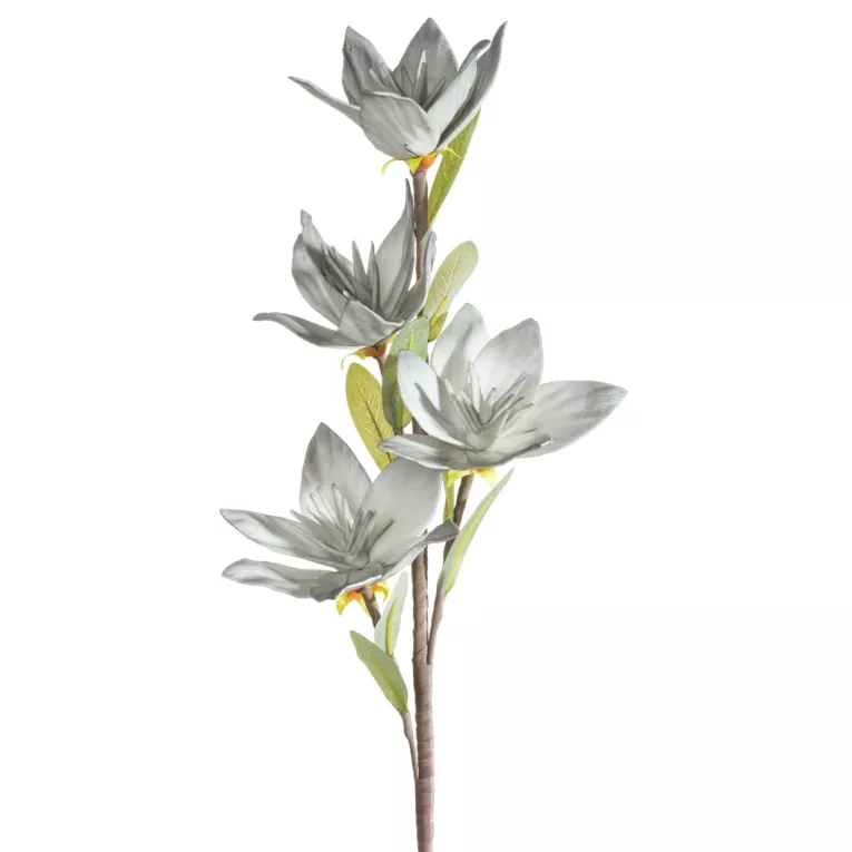 Kwiat sztuczny popielaty z plastycznej pianki foamiran 50 cm Eurofirany