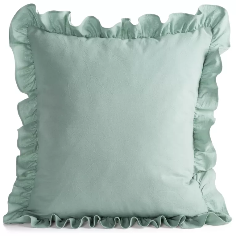 Poszewka na poduszkę 45x45 cm bawełniana z ozdobną falbanką szałwiowa Eurofirany