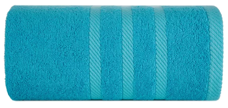 Ręcznik kąpielowy 100x150 cm bawełniany kolor niebieski z ozdobną bordiurą 500 g/m2 MILO Eurofirany