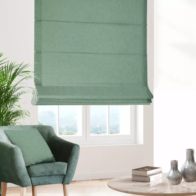 Roleta rzymska DORA - HIT jasnoturkusowa z miękkiej tkaniny o welurowej strukturze