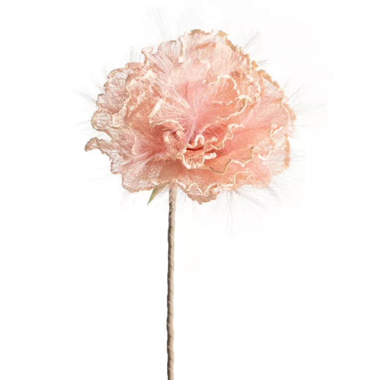Kwiat sztuczny jasnoróżowy z siateczki 80 cm Eurofirany