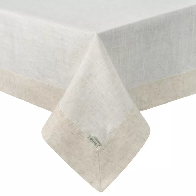 Obrus naturalny 140x220 cm NATU z ozdobną kryzą z tkaniny z dodatkiem lnu