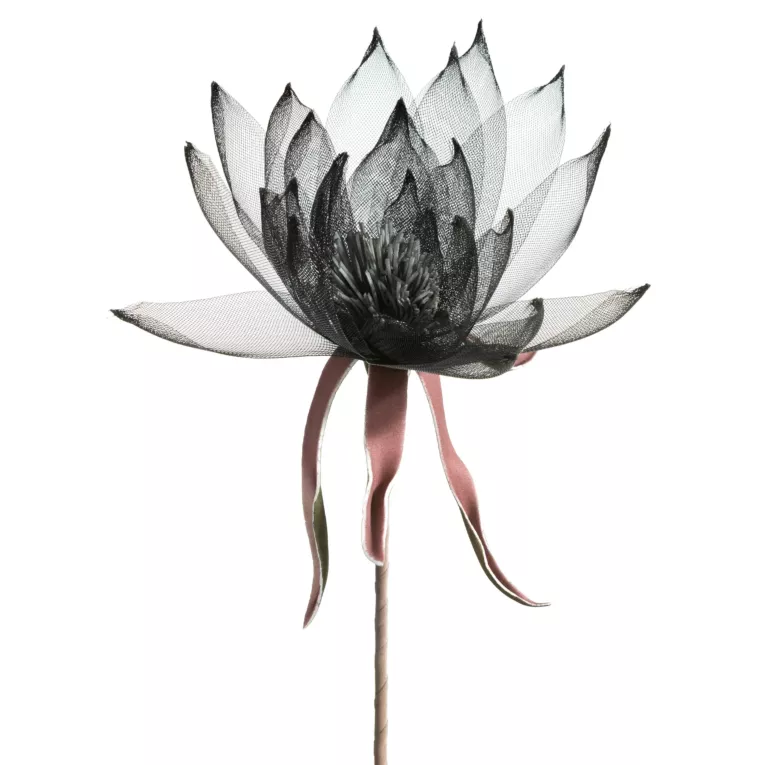 Kwiat sztuczny czarny wykonany z organzy 90 cm Eurofirany