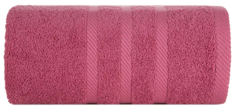 Ręcznik kąpielowy 100x150 cm bawełniany kolor ciemnoróżowy z ozdobną bordiurą 500 g/m2 MILO Eurofirany
