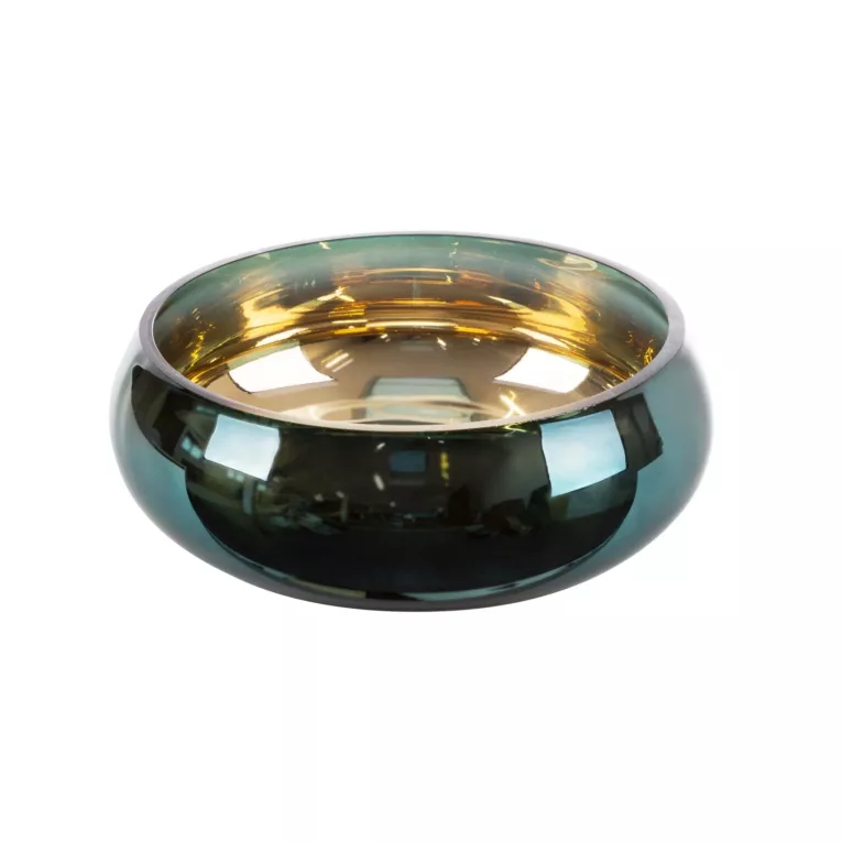 Misa dekoracyjna NELA turkusowa ze złotym wnętrzem szklana Eurofirany