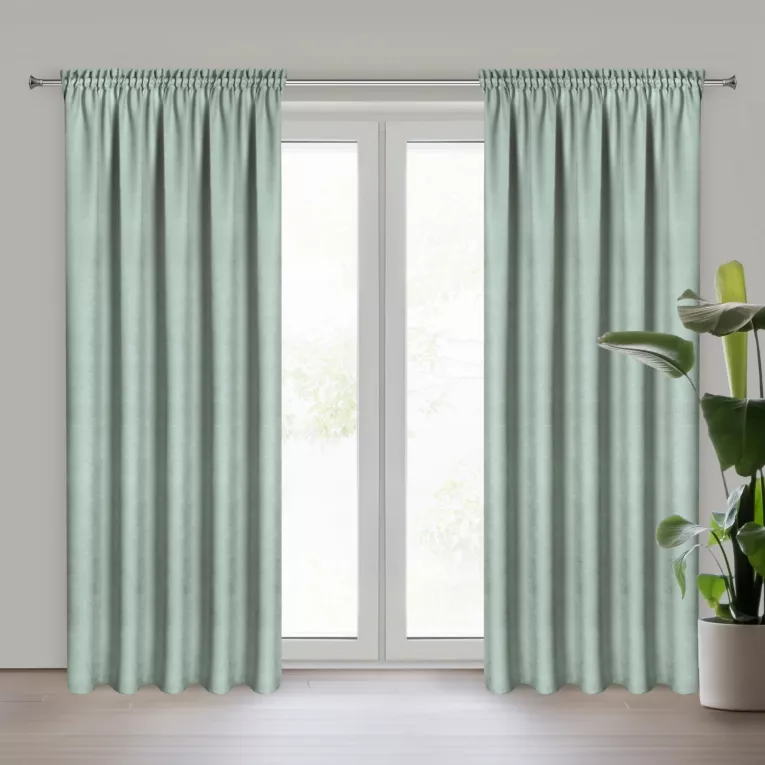 Zasłona miętowa z tkaniny welurowej 180x280 cm tunel Dora Eurofirany