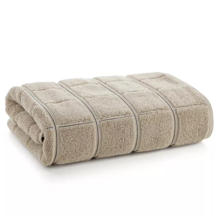 Ręcznik kąpielowy 100x150 cm bawełniany kolor beżowy z wytłaczanym wzorem kraty 550 g/m2 LUKAS Eurofirany