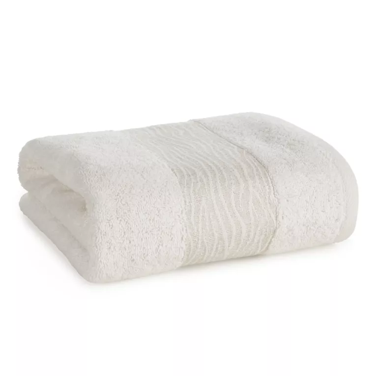 Ręcznik do rąk 30x50 cm bawełniany kolor kremowy z błyszczącą bordiurą 500 g/m2 AMBER Eurofirany