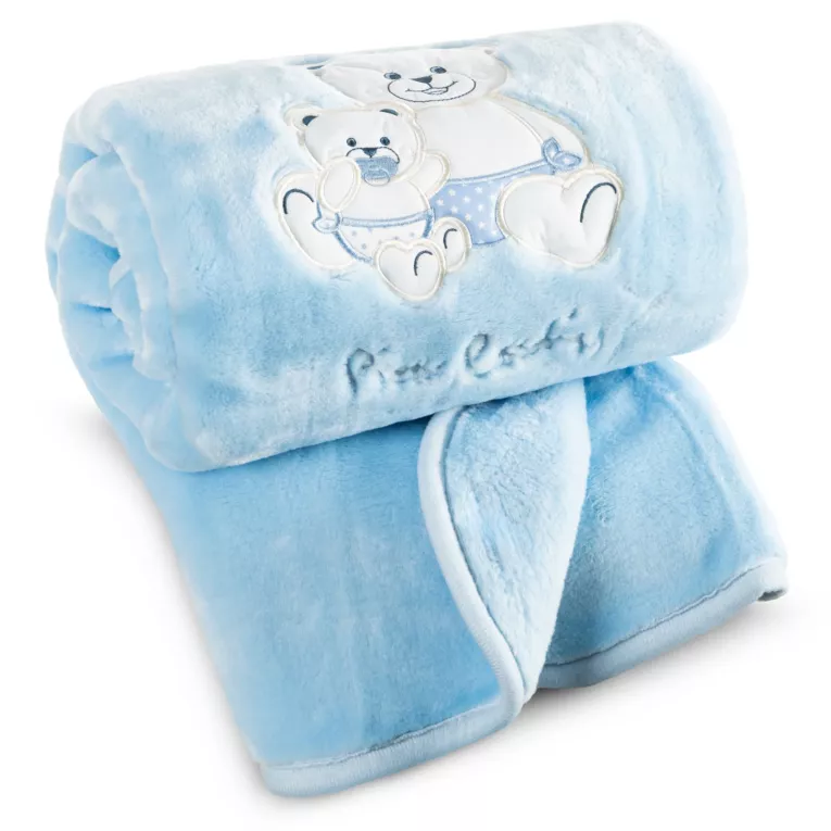 Koc dziecięcy 80x110 cm niebieski z uroczą aplikacją BABY 3 Pierre Cardin Eurofirany