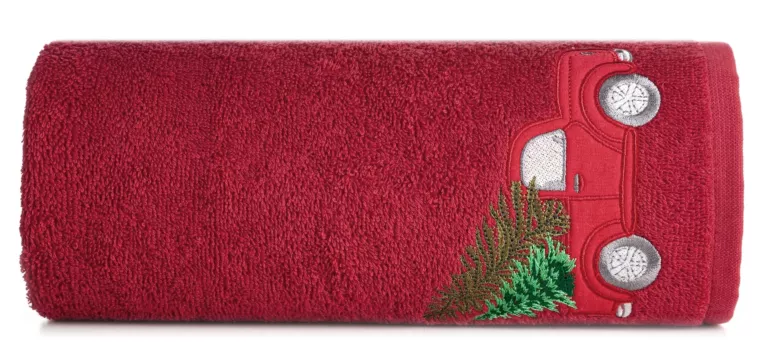 Ręcznik kąpielowy świąteczny 70x140 cm bawełniany kolor czerwony 450 g/m2 SANTA Eurofirany