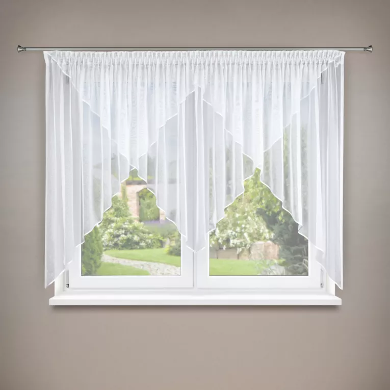 Dekoracja okienna biała z gładkiej markizety asymetryczna 400x160 cm MILENA Eurofirany
