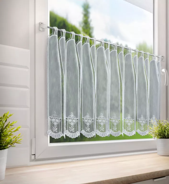 Tkanina firanowa zazdrostka z haftem i ażurem Eurofirany