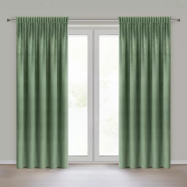 Zasłona ciemnomiętowa z tkaniny welwetowej 140x270 cm taśma ROSA Design 91 Eurofirany