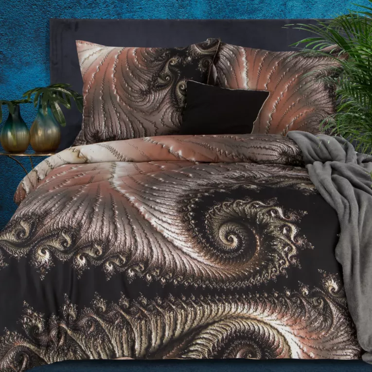 Ekskluzywna pościel 220x200 cm bawełniana kolor brązowy, czarny z nowoczesnym wzorem Reina Line Eurofirany