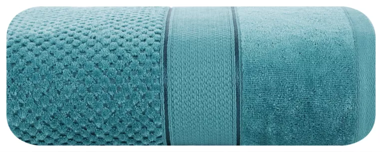 Ręcznik kąpielowy 30x50 cm bawełniany kolor turkusowy z welwetową bordiurą 500 g/m2 JESSI Eurofirany