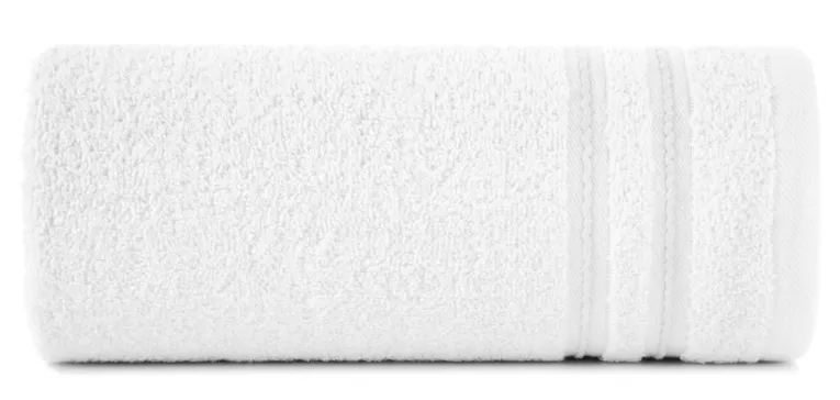 Ręcznik kąpielowy 70x140 cm bawełniany kolor biały zdobiony paseczkami 500 g/m2 EMINA Eurofirany