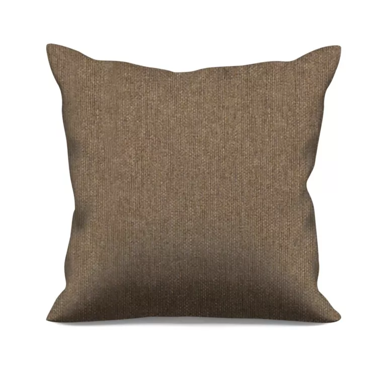 Poszewka szyta jasnobrązowa miękka, szenilowa tkanina o wyraźnym splocie i delikatnym połysku