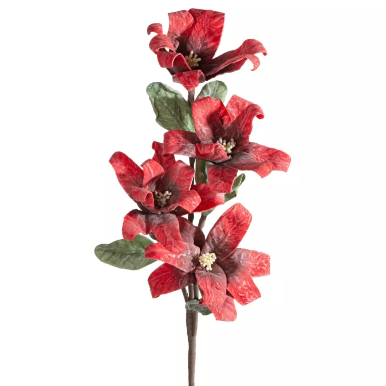 Kwiat sztuczny czerwony z plastycznej pianki foamiran 70 cm Eurofirany