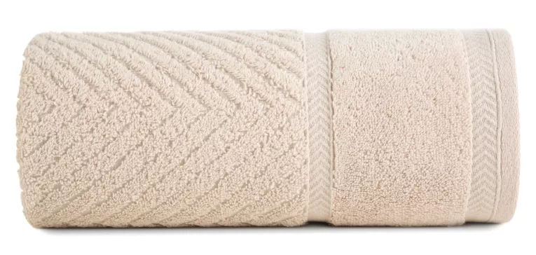 Ręcznik kąpielowy 50x90 cm bawełniany kolor beżowy ze wzorem zygzaka 500 g/m2 KALIA Reina Line Eurofirany