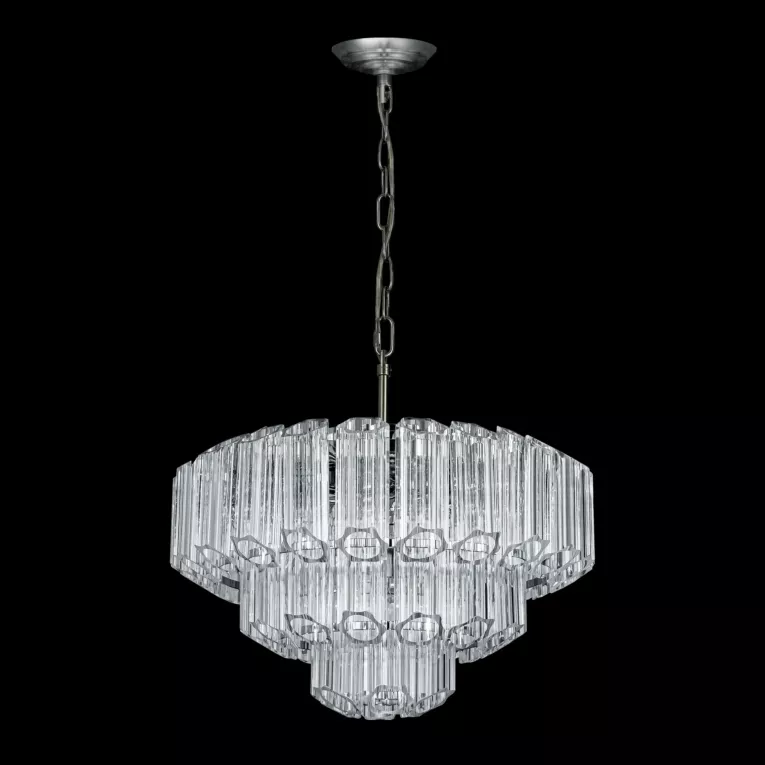 Lampa wisząca do salonu srebrna DANA ze szklanymi zawieszkami, możliwość regulacji wysokości Eurofirany