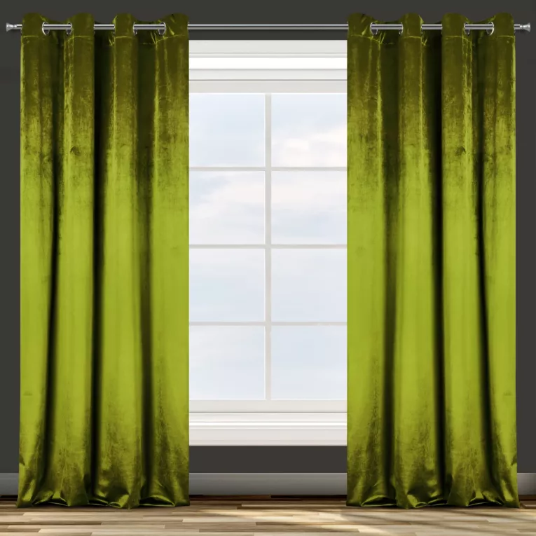 TAYLOR OLIWKOWA ZASŁONA Z BŁYSZCZĄCEGO WELWETU NA PRZELOTKACH 140x250 DESIGN91