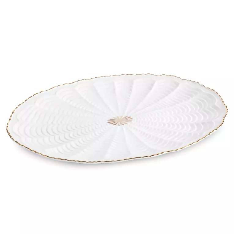 Patera ceramiczna GAIA z wytłaczanym wzorem i złotymi akcentami Eurofirany