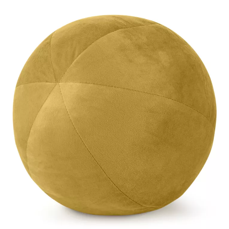 Poduszka dekoracyjna w formie kuli średnica 24 cm welwetowa musztardowa GAJA Eurofirany